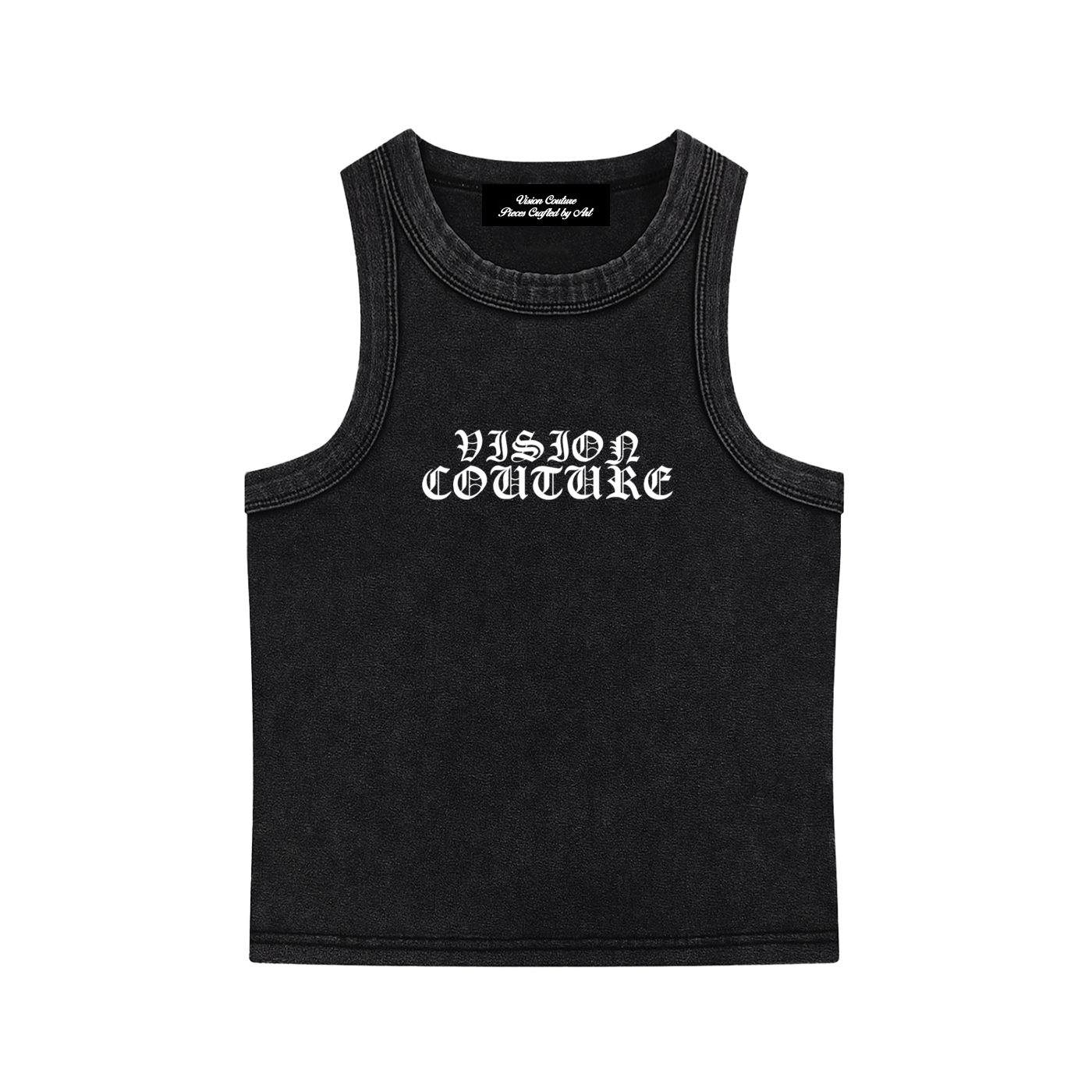 Women's Acid Wash Black Tank Top